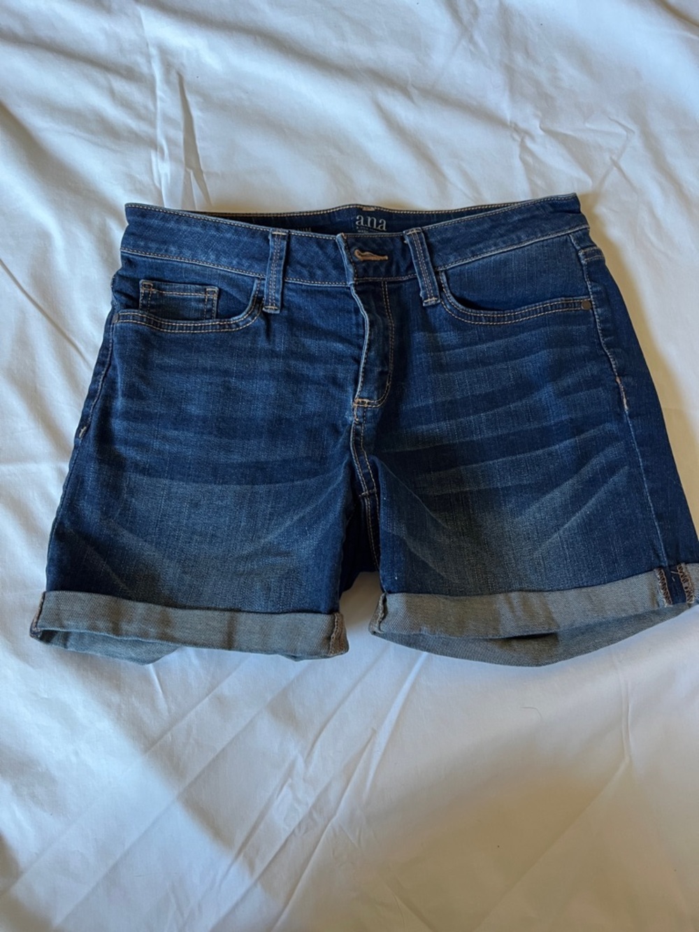 a.n.a Women's Dark Blue Rolled Cuff Denim Shorts